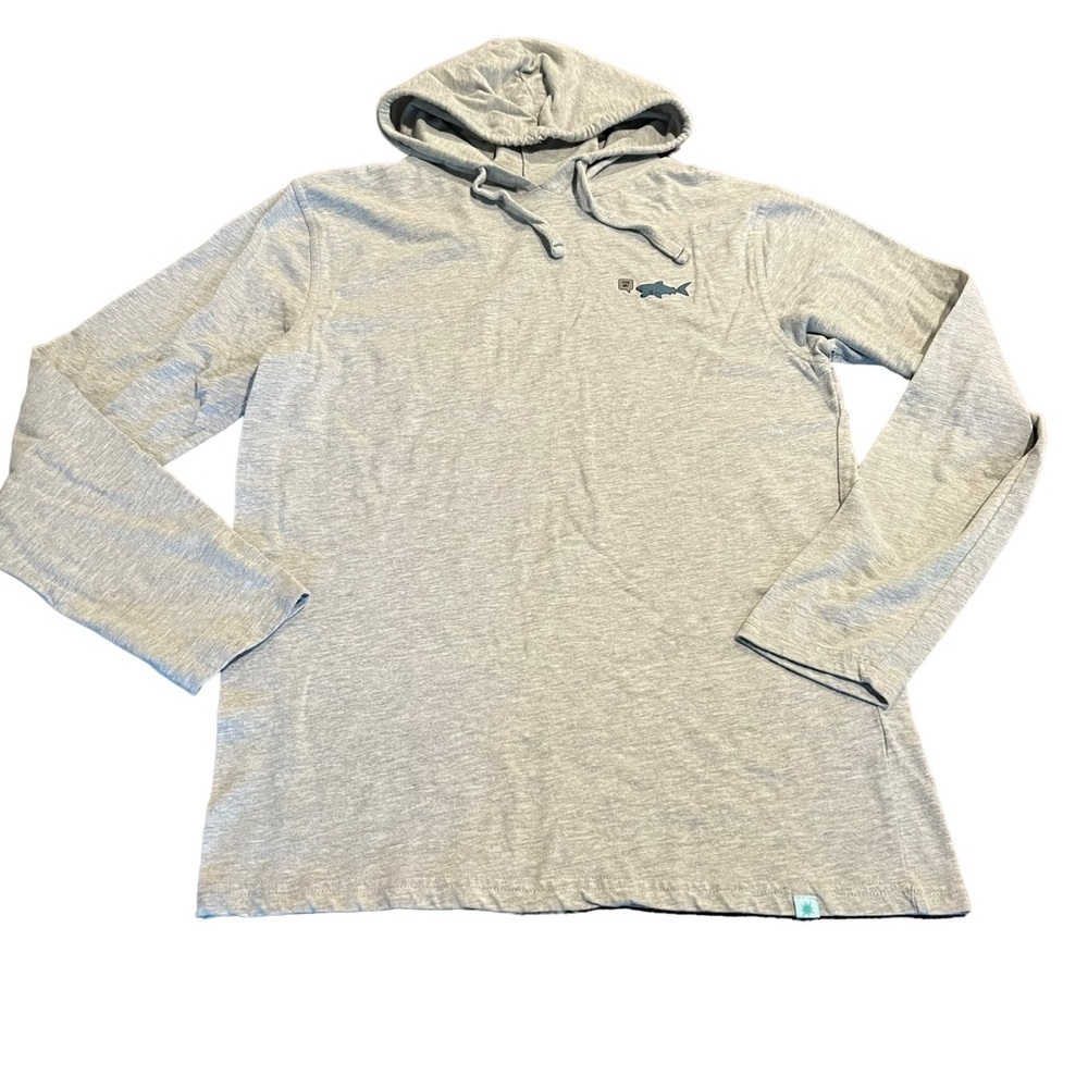 Ice & Pop Men’s Gray Feed Me Shark Hoodie Pullover Size Small